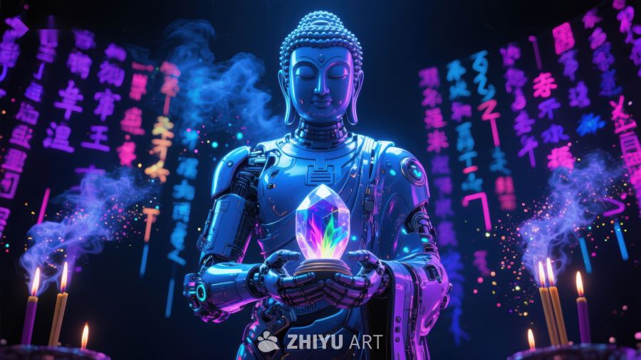未来佛像手持光球 601