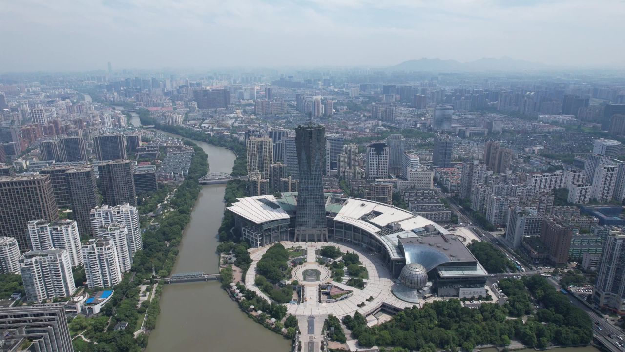浙江杭州城市风光地标建筑航拍