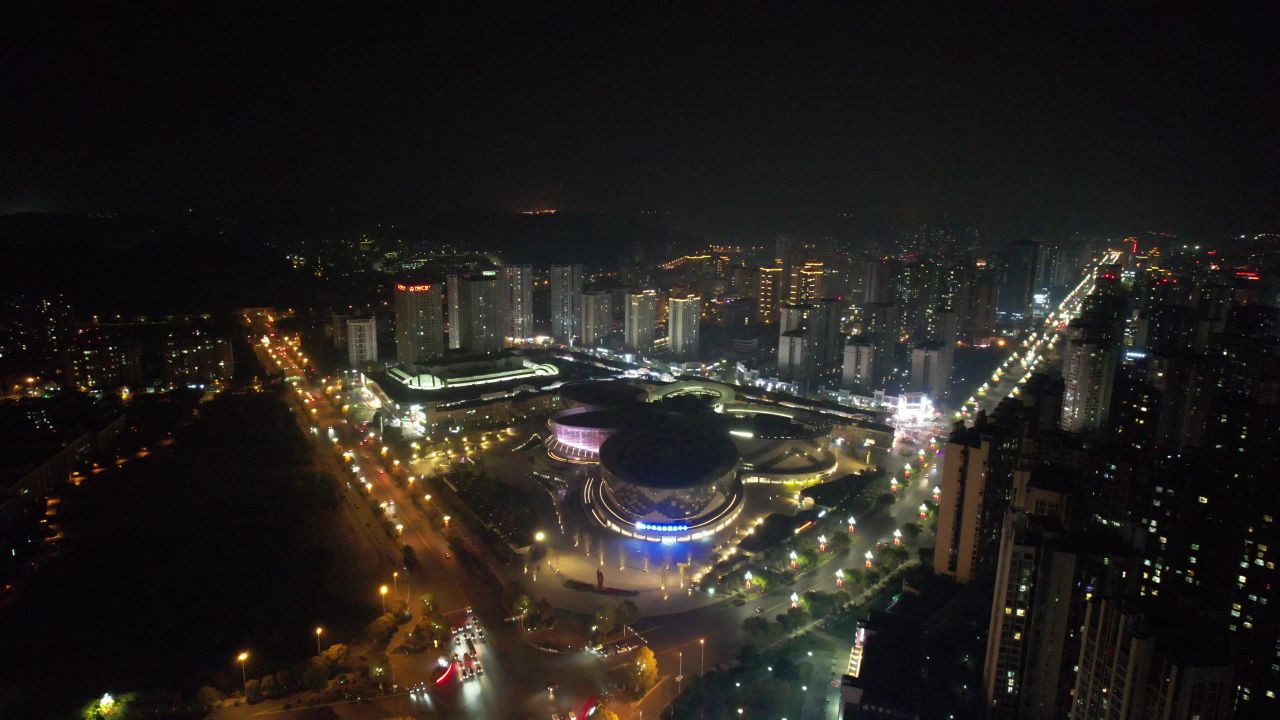 四川遂宁城市夜景灯光交通航拍