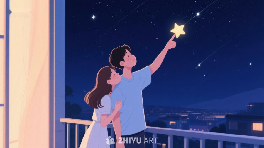 夜空下，两人共赏星辰 559