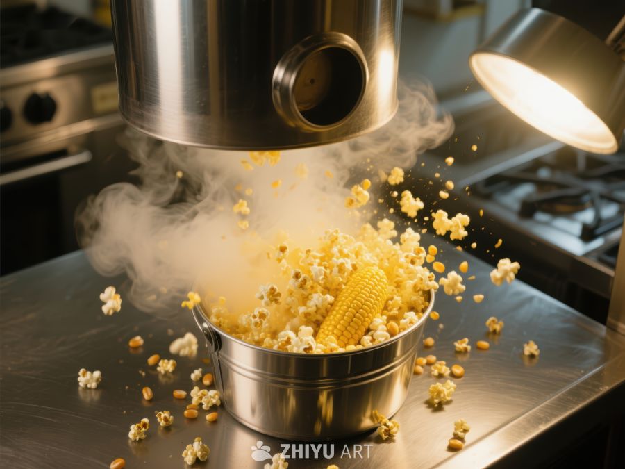爆米花制作瞬间，蒸汽四溢 14