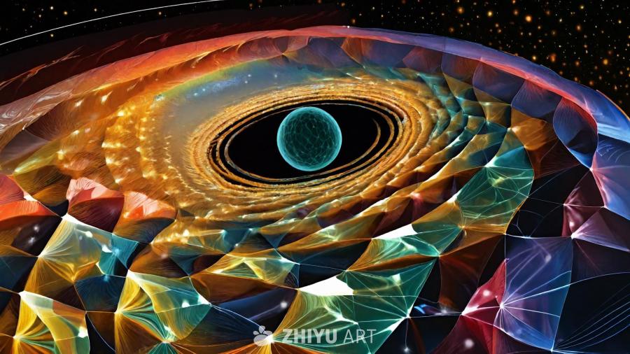 宇宙微波背景辐射，16K分辨率。画面中呈现着一个球