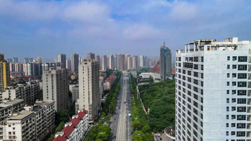 湖南株洲城市风光航拍 