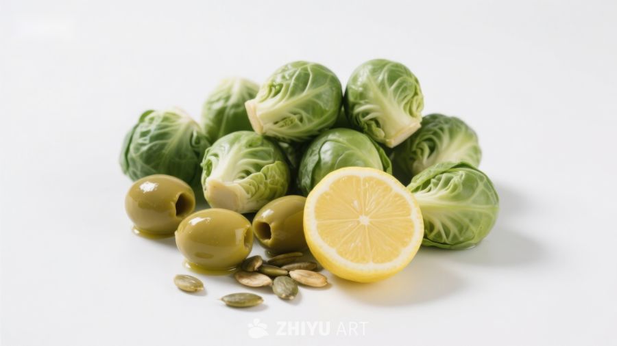 新鲜蔬菜与柠檬橄榄组合