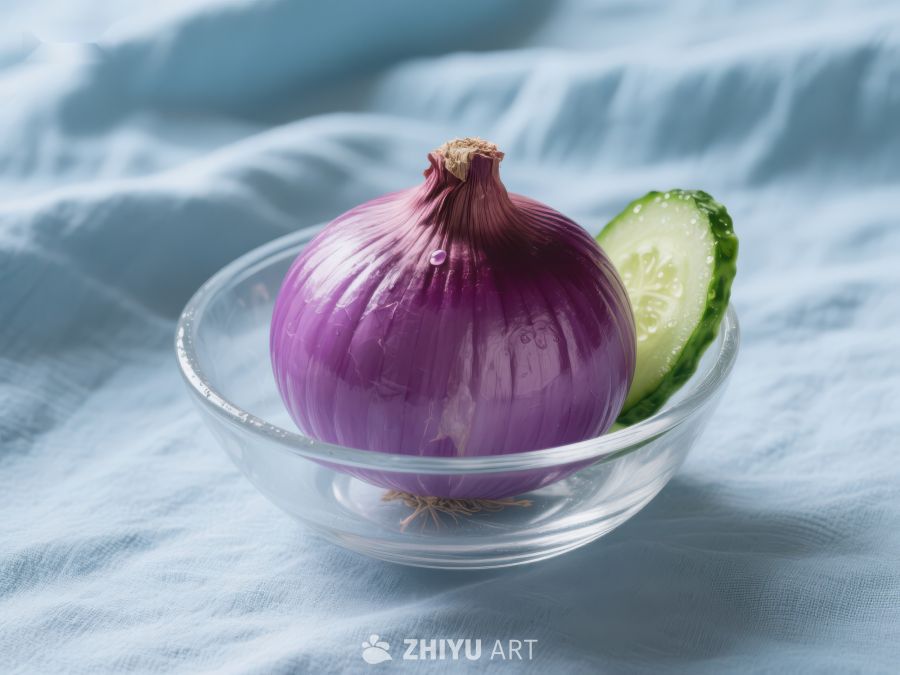 紫色洋葱与黄瓜片置于透明碗中 877