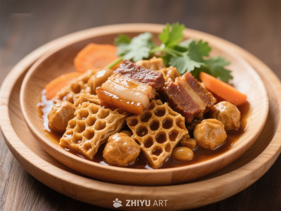 传统中式炖菜，配以多种食材 82