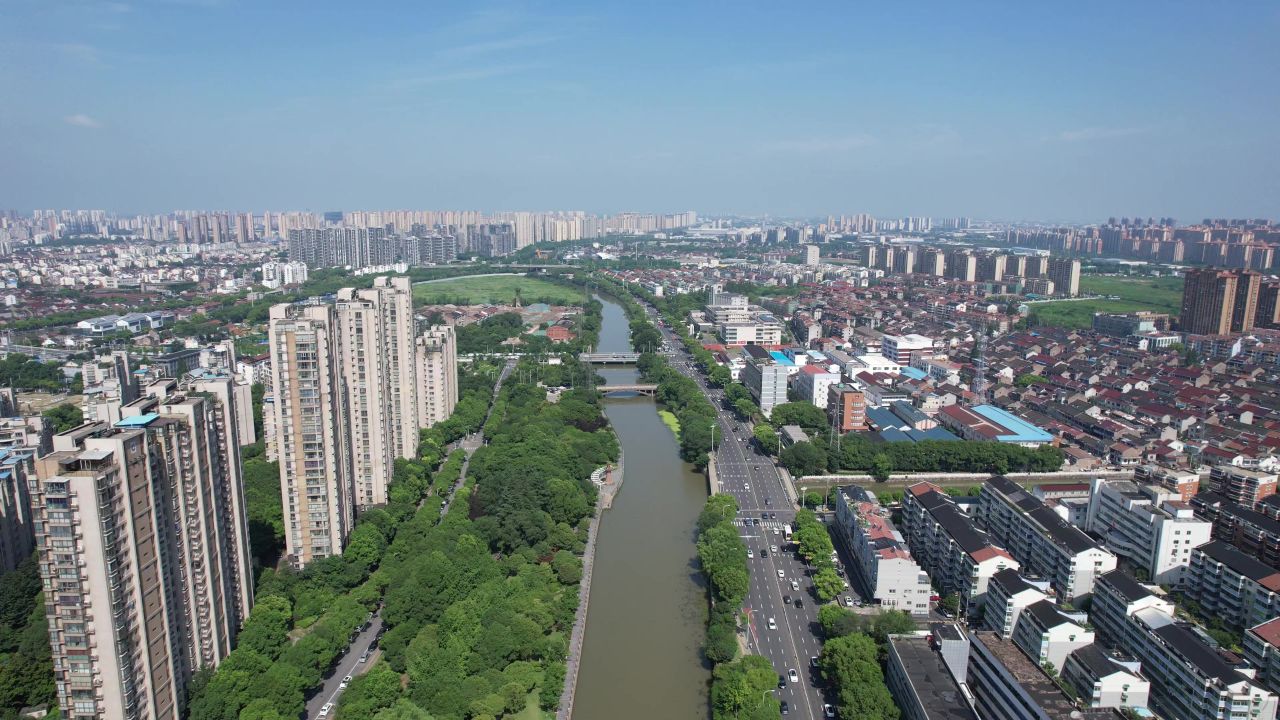 江苏常州城市风光航拍 