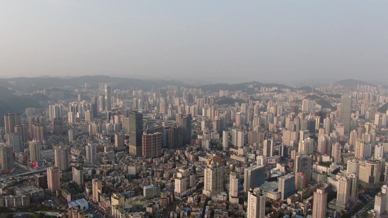 贵州贵阳城市老城区建设航拍