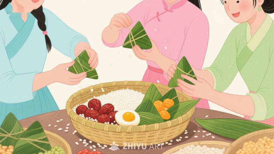 家人一起包粽子 201