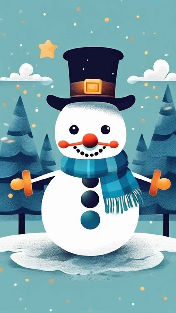 冬季插画雪人堆 91