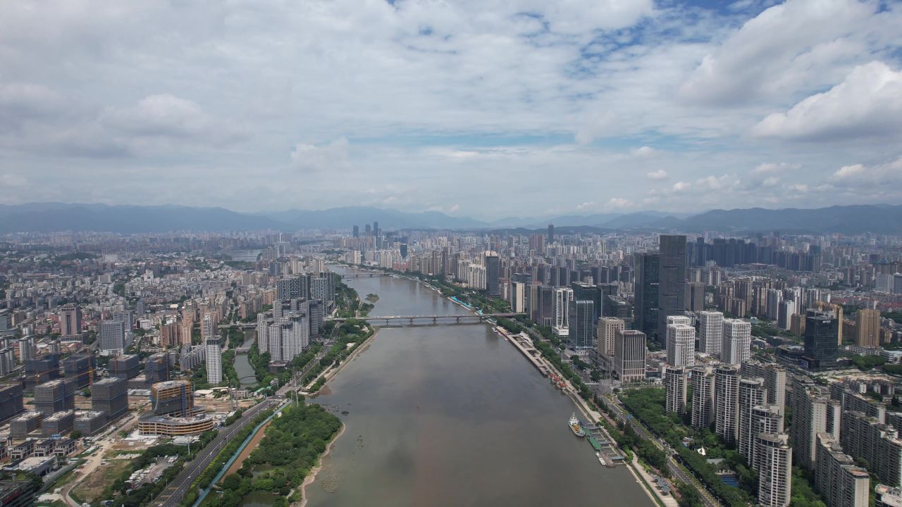 福建福州城市风光航拍 