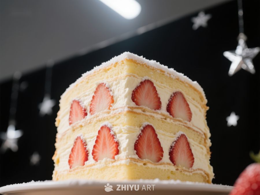 草莓夹心蛋糕，点缀节日星光 50
