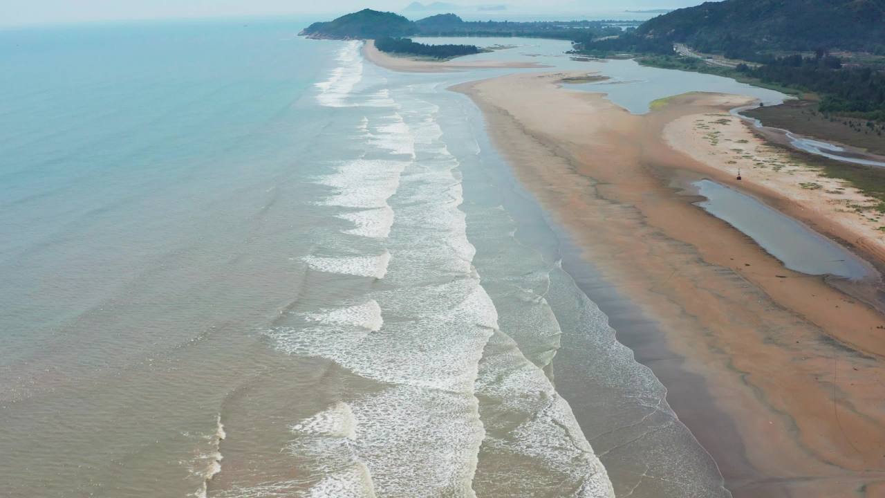 珠海横琴海边俯拍沙滩