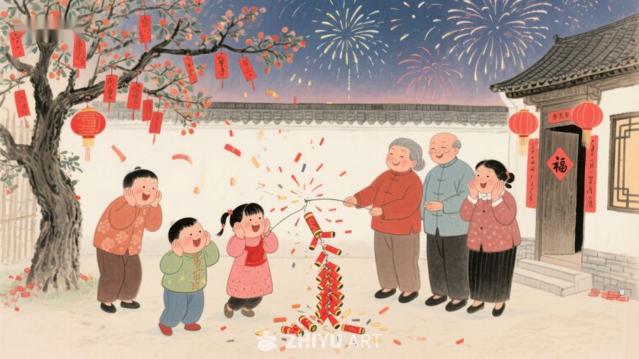 春节家庭燃放鞭炮庆祝 104