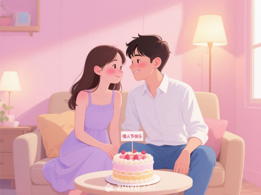 情侣共度温馨时光，共享蛋糕 526