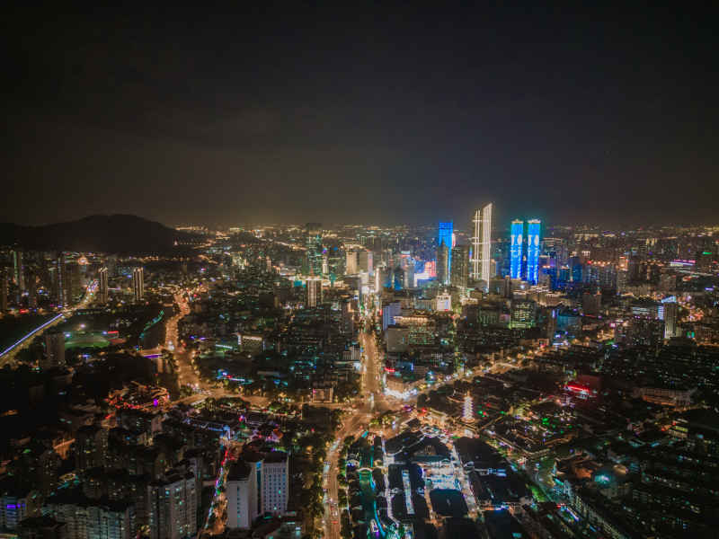 航拍 江苏 无锡 城市 夜景
