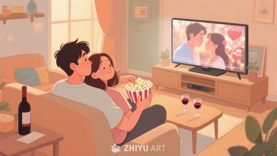 情侣在家观影享受温馨时光 278