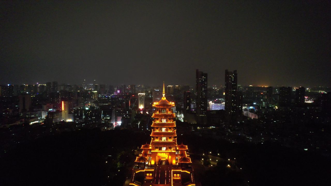 广东佛山魁星阁地标建筑航拍