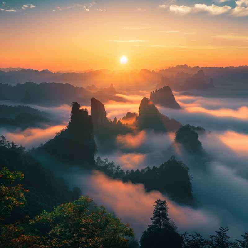 夕阳下的山峰