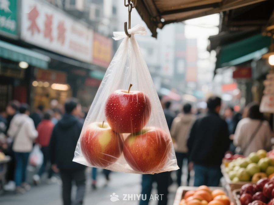 市场摊位前悬挂的红苹果 498
