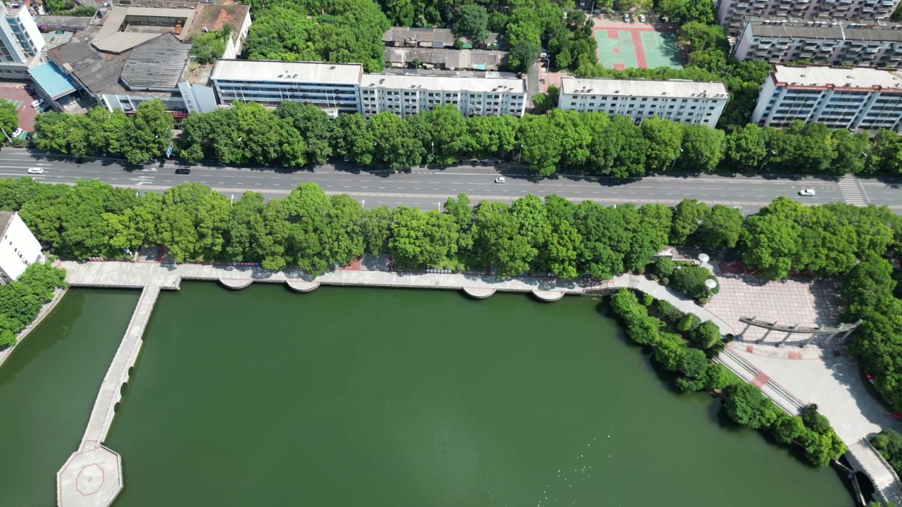 航拍江西新余西湖公园