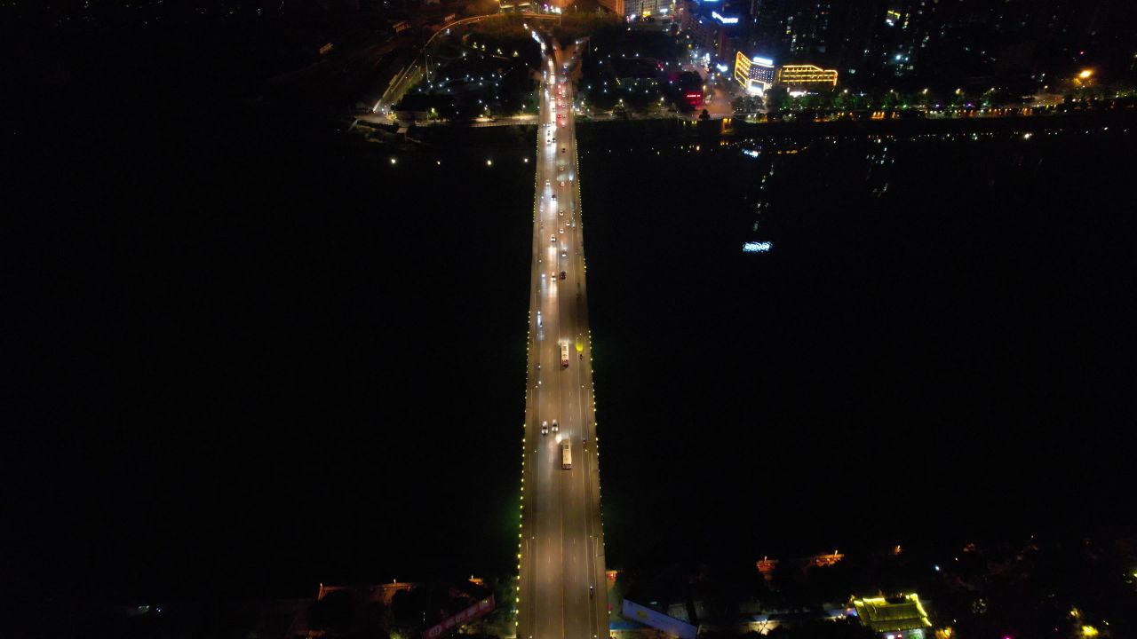 湖南衡阳城市夜景灯光航拍