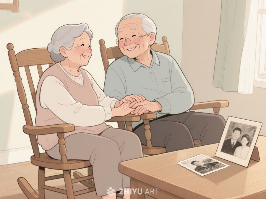 温馨相伴的老年夫妇 806