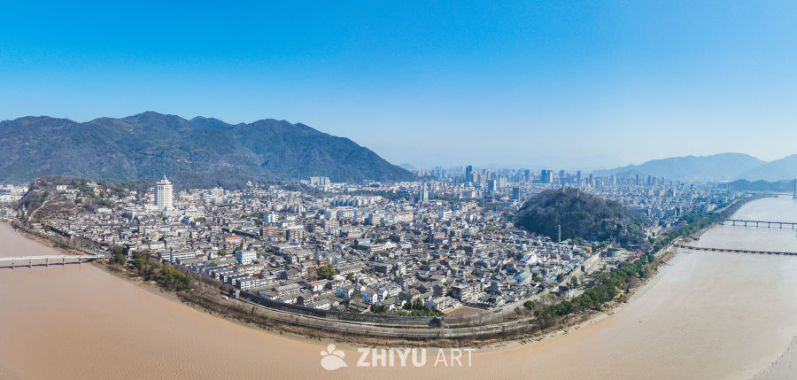 航拍浙江临海台州府城城区风光 63