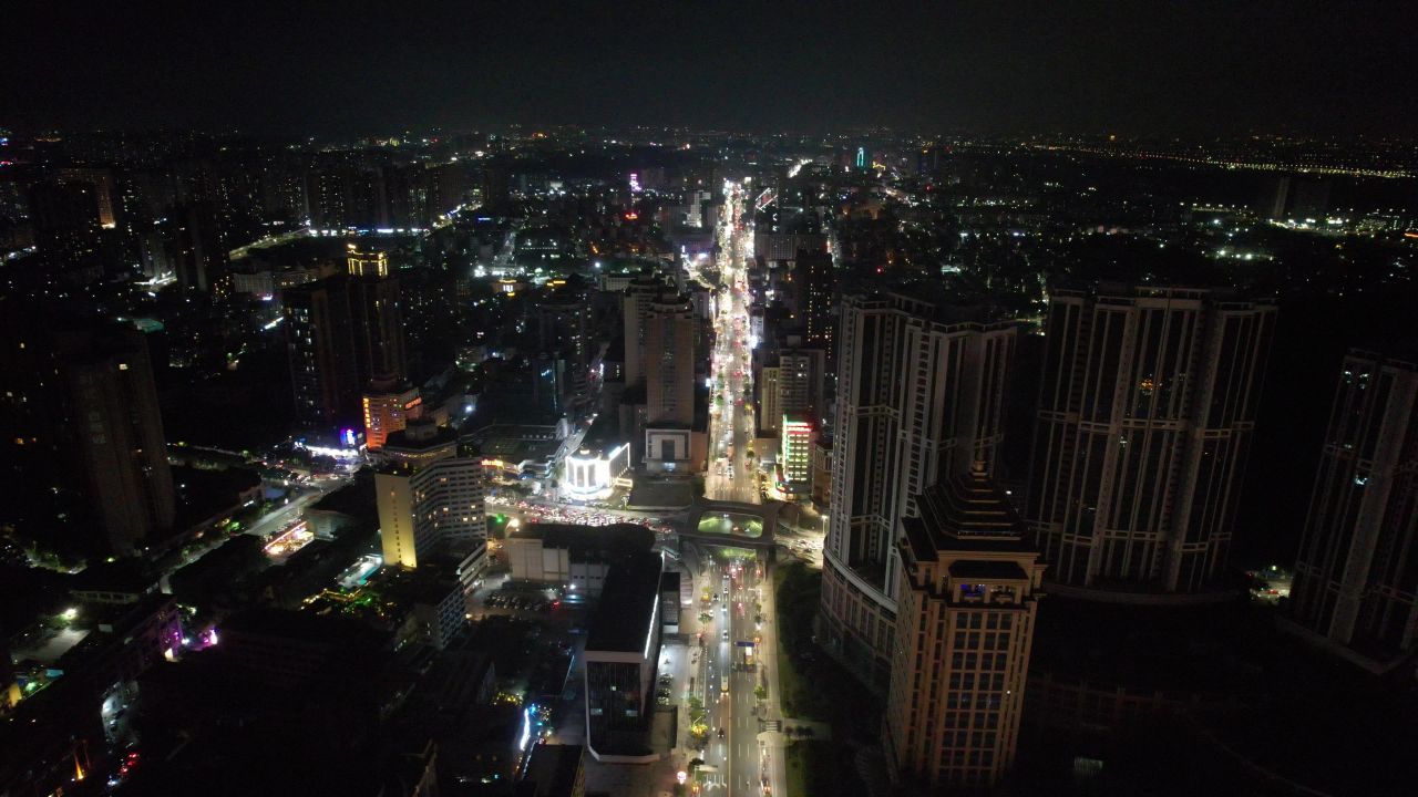 广东中山市城市夜景灯光