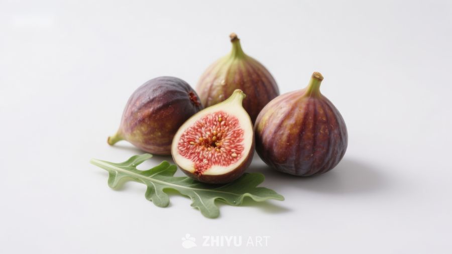 新鲜无花果与绿叶特写 1072