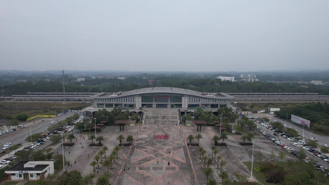 广西钦州火车站钦州东站航拍