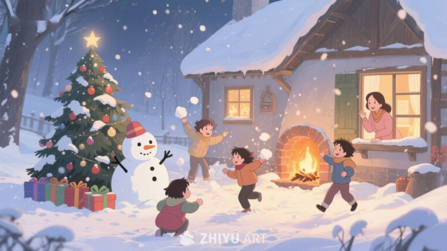 冬日雪景中的欢乐圣诞夜 24