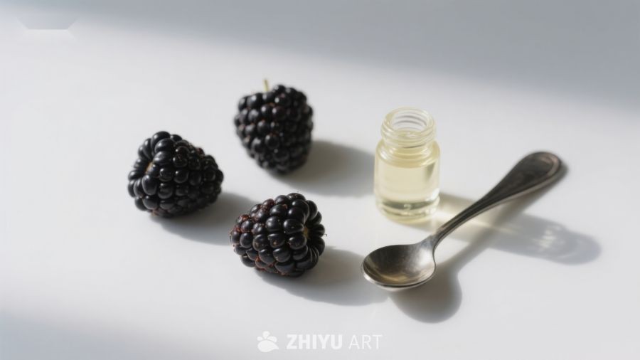 黑莓与精油的静物组合 106
