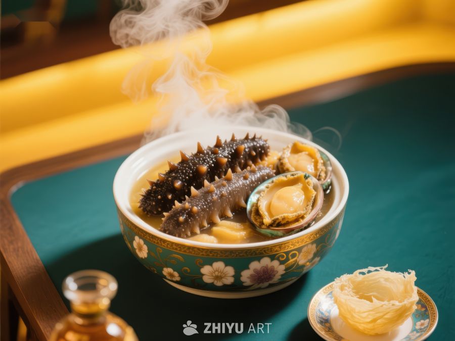 热气腾腾的海参鲍鱼炖汤 495