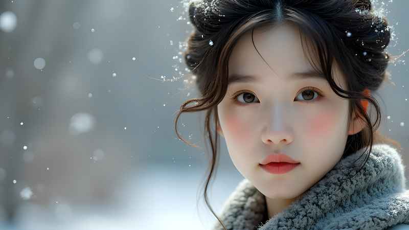 古风美女冬季造型唯美户外拍摄 5