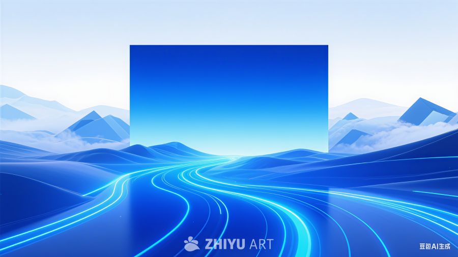 蓝色曲线抽象科技背景图