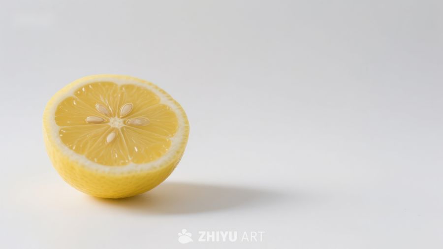 新鲜柠檬半切特写