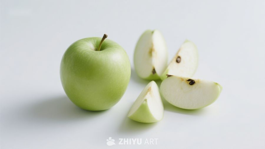 青苹果与切片展示