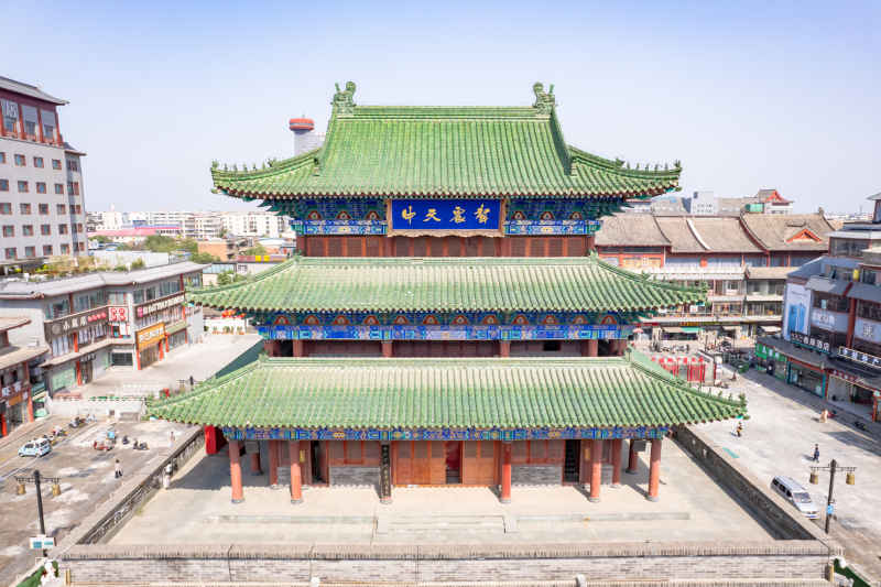 河南开封城市风光地标建筑旅游景区航拍图 