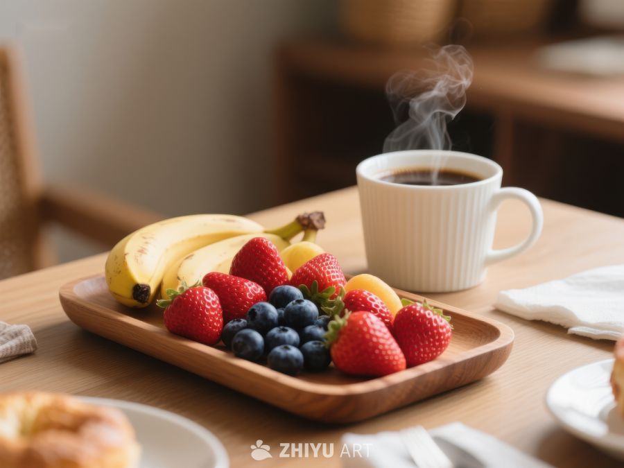 新鲜水果与热咖啡的早餐时光 710
