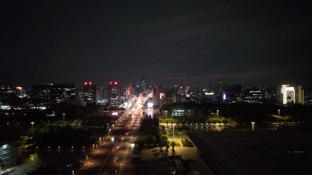 广东东莞城市夜景灯光航拍