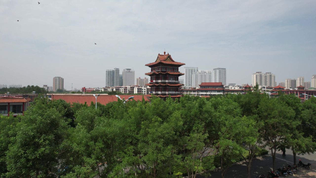 河北沧州城市风光航拍 