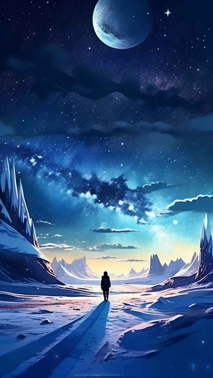 仙境广角冬日沙漠插画雪景 15