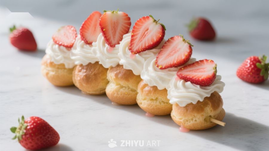 草莓奶油泡芙