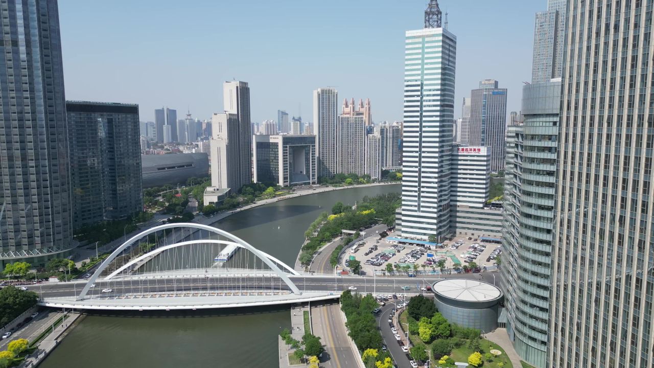 航拍天津大沽桥