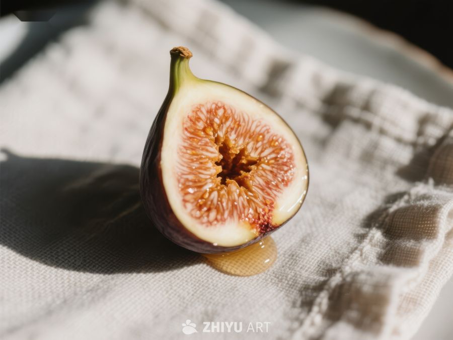 切开的无花果，展示其多汁的内部 383