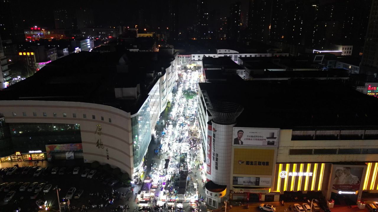  河北邯郸城市夜景灯光城南夜市