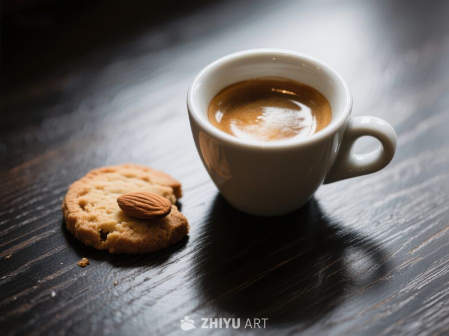 咖啡杯与杏仁饼干的静谧时光