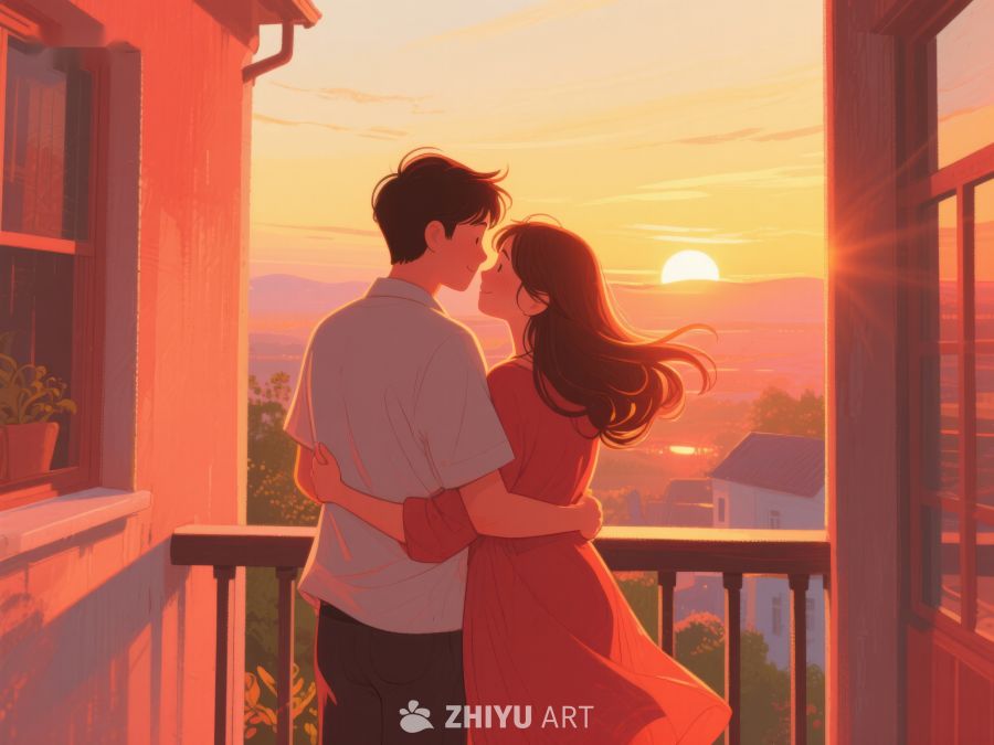 夕阳下的浪漫拥吻 871
