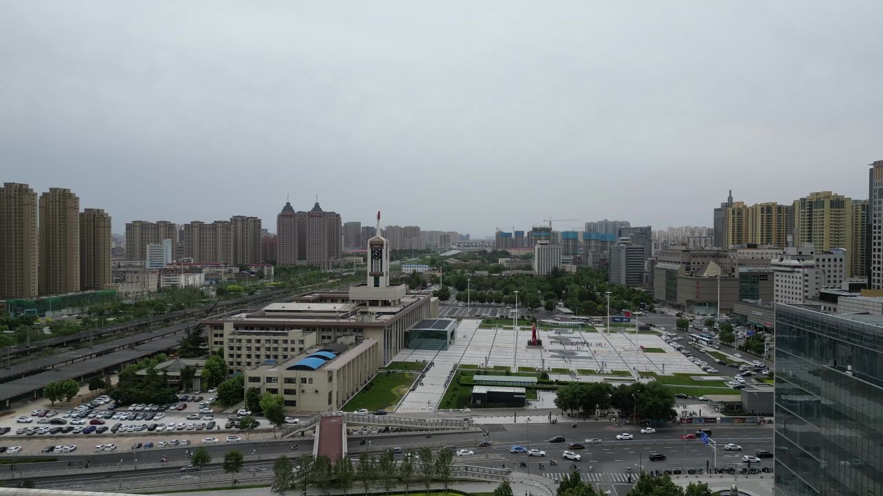 航拍石家庄城市建设地标高楼